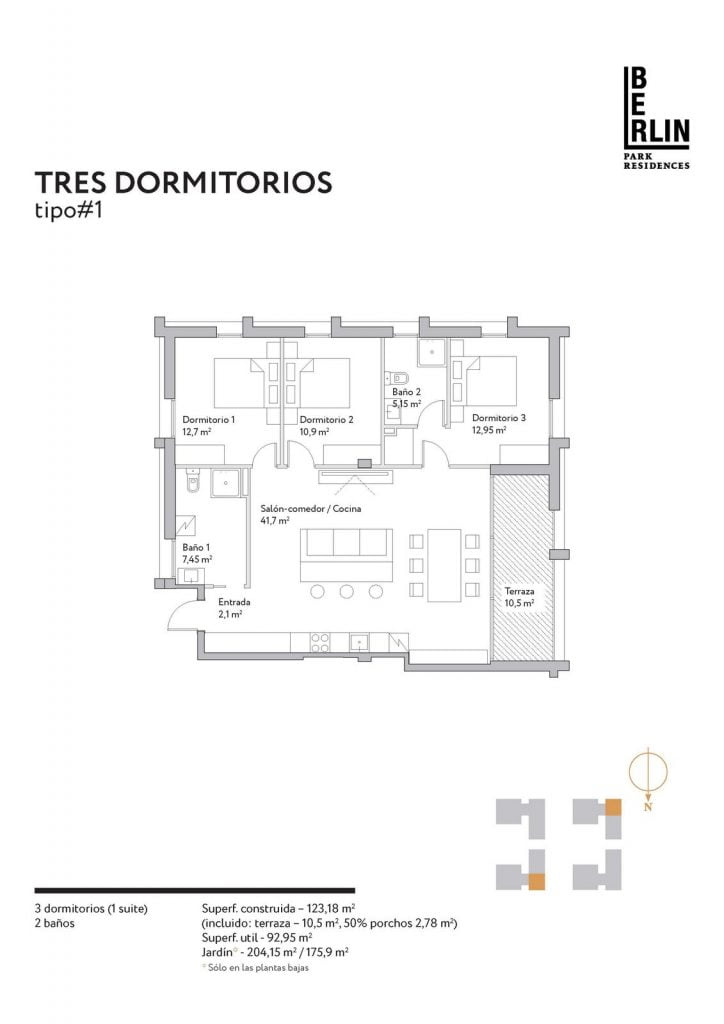 Distribució típica dels apartaments. Tipus 1.